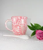 Pink Talavera Style Mug with Spoon - Image 4