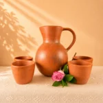 Polished Clay Pitcher Set from Michoacan