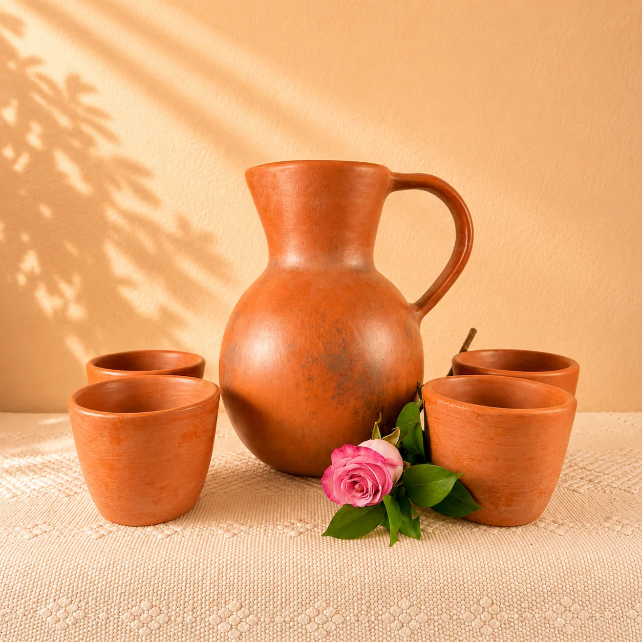Polished-Clay-Pitcher-Set-from-Michoacan-01 Polished Clay Pitcher Set from Michoacan - Image 1