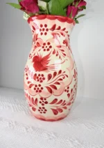 Red Ceramic Vase Handmade in Mexico - Image 2
