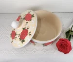 Red Roses Ceramic Tortillero Handmade in Mexico - Image 3