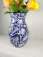 Talavera Style Vase Blue - Image 4