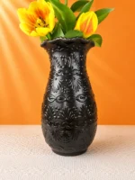 Traditional Black Talavera Vase - Image 2