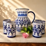 Traditional Talavera Pitcher Set in Blue