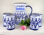 Traditional Talavera Pitcher Set in Blue - Image 3