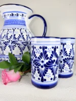 Traditional Talavera Pitcher Set in Blue - Image 4