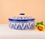 Traditional Talavera Tortilla Warmer with Golden tones
