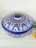 Traditional Talavera Tortilla Warmer with Golden tones - Image 4