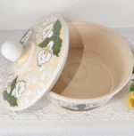 White Lily Ceramic Handmade Tortilla Warmer - Image 2