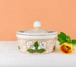 White Lily Ceramic Handmade Tortilla Warmer