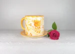 Yellow Ceramic Mug and Saucer Set - Image 3