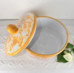 Yellow Handmade Ceramic Tortillero with Lid - Image 3