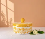Yellow Handmade Ceramic Tortillero with Lid