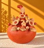 Handmade Oaxaca Clay Pumpkin with Birds & Flowers | Mexican Folk Art