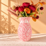 Talavera Style Vase in Pink, Mexican Ceramic Vase