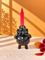 Handmade Barro Negro Piggy Candleholder | Oaxacan Black Clay Folk Art