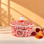 Terracota Talavera Style Tortillero, Mexican Tortilla Warmer
