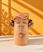 Smoked Clay Planter Vase Handmade in Oaxaca