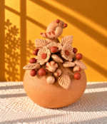 Handmade Oaxaca Clay Pumpkin with Birds & Flowers | Mexican Folk Art