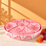 Talavera Style Chip and Dip Set, Mexican Ceramic Snack Tray