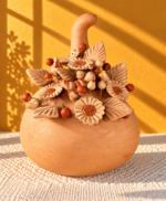 Handmade Oaxaca Clay Pumpkin with Birds & Flowers | Mexican Folk Art
