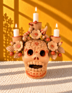Handmade Oaxaca Clay Skull Candleholder & Luminaria | Mexican Folk Art