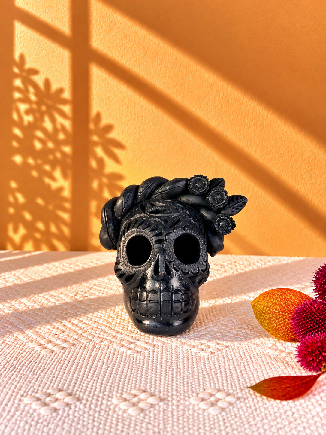 BF384D5A-340F-4E20-B23F-6C599B5C1D0B Handmade Barro Negro Skull | Oaxacan Black Clay Folk Art | Craneo Barro Negro - Image 1