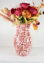 Talavera Style Vase in Terracota, Mexican Ceramic Vase - Image 3