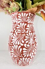 Talavera Style Vase in Terracota, Mexican Ceramic Vase - Image 4
