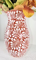 Talavera Style Vase in Terracota, Mexican Ceramic Vase - Image 5