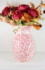 Talavera Style Vase in Pink, Mexican Ceramic Vase - Image 3