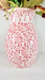 Talavera Style Vase in Pink, Mexican Ceramic Vase - Image 4