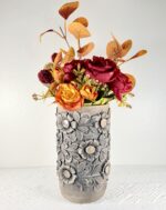 Handmade Smoked Clay Cylinder Vase from Mexico - Image 3