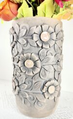 Handmade Smoked Clay Cylinder Vase from Mexico - Image 4