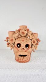 Handmade Oaxaca Clay Skull Candleholder & Luminaria | Mexican Folk Art - Image 3