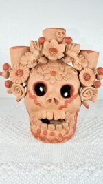 Handmade Oaxaca Clay Skull Candleholder & Luminaria | Mexican Folk Art - Image 5