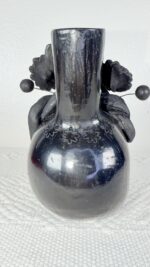 Handmade Barro Negro Skull Candleholder | Oaxacan Black Clay Folk Art - Image 4