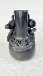 Handmade Barro Negro Skull Candleholder | Oaxacan Black Clay Folk Art - Image 3