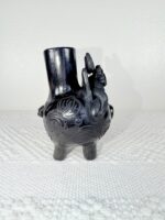 Handmade Barro Negro Piggy Candleholder | Oaxacan Black Clay Folk Art - Image 4