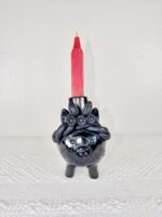Handmade Barro Negro Piggy Candleholder | Oaxacan Black Clay Folk Art - Image 2