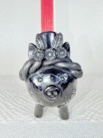 Handmade Barro Negro Piggy Candleholder | Oaxacan Black Clay Folk Art - Image 3