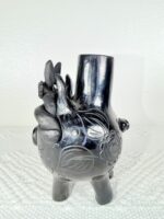 Handmade Barro Negro Piggy Candleholder | Oaxacan Black Clay Folk Art - Image 4