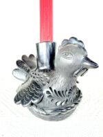 Handmade Barro Negro Hen Candleholder | Oaxacan Black Clay Folk Art - Image 3