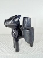 Handmade Barro Negro Donkey Candleholder | Oaxacan Black Clay Folk Art - Image 3