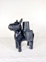 Handmade Barro Negro Donkey Candleholder | Oaxacan Black Clay Folk Art - Image 2